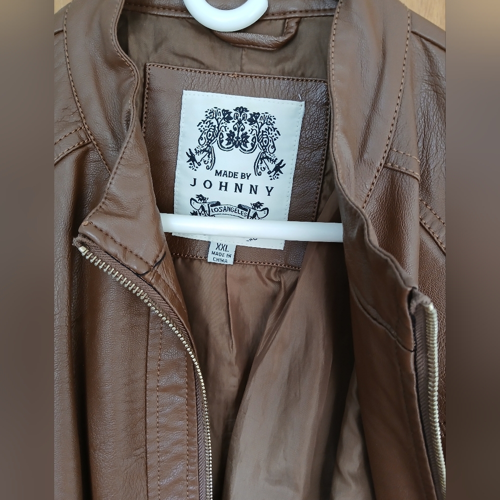 Brown Faux Leather Jacket - Picture 3 of 5